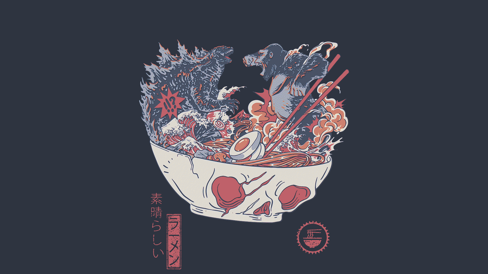 Ramen and monsters wallpaper